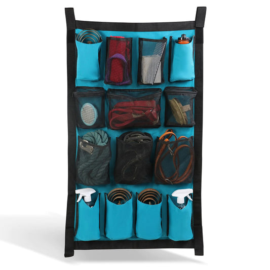 Ruralty Hanging Grooming Organizer Caddy - 23x39in Equine Accessories Brush Holder Horse Trailer Door Organizer Pouch