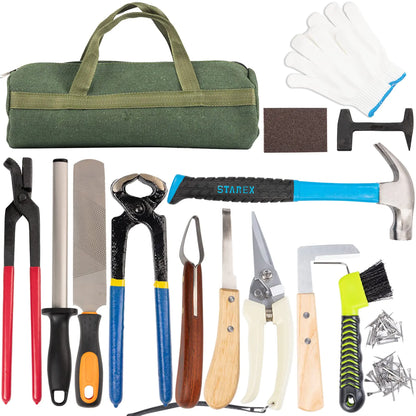 capuca Farrier Tools Horse Hoof Trimmers - 64PCS Goat Hoof Trimmers Kit 8 Inch Hoof Rasp Nippers Pick Knife Cutter Buffer Hammer Brushes with Hoof Knife Sharpener for Pigs - The One Stop Equine Shop