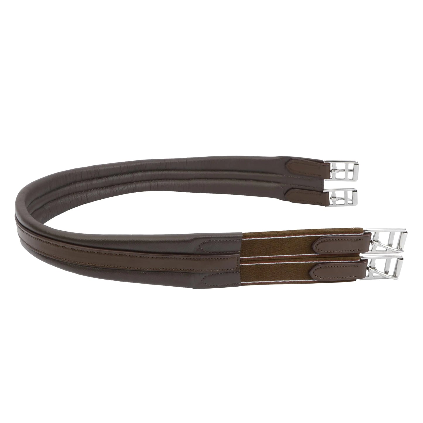SIE EQUESTRIAN Contoured English Chafeless Girth Black Brown 46" / 48" / 50" / 52" / 54"/ 56" (Brown with Matching Elastic 54") - The One Stop Equine Shop