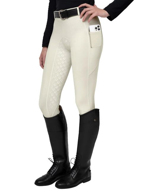 FitsT4 Sports Womens Full Seat Riding Tights Active Silicon Grip Horse Riding Tights Equestrian Breeches Beige Size XS - The One Stop Equine Shop