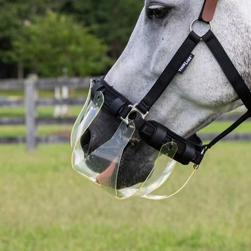 ThinLine Flexible Filly Grazing Muzzle | Lightweight Safe Comfortable Ventilated Equine Slow Feed Halter Mounting Clear Horse Mask Mini/Pony 3.5+ cm Hole - The One Stop Equine Shop