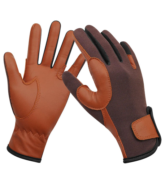 ChinFun Kids Leather Insulated Horse Riding Gloves Breathable Children Equestrian Gloves Anti-Slipping Horseback Mitts Brown M - The One Stop Equine Shop