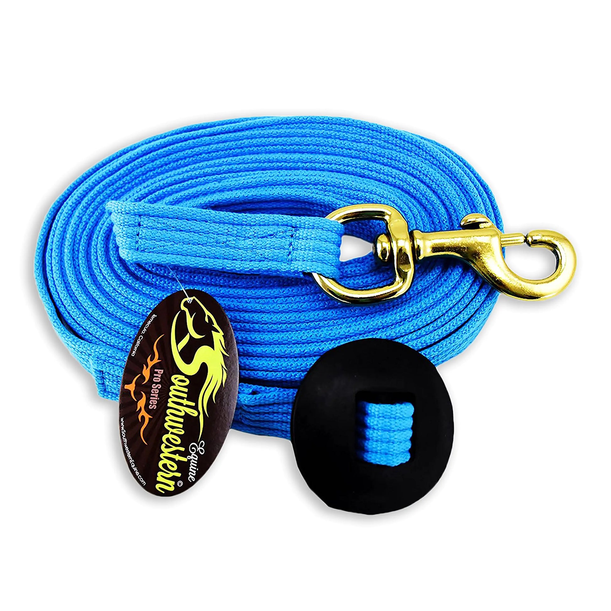 Southwestern Equine Lunge Line for Horses Cotton Horse Lunge Line with Bolt Snap & Rubber Stop (Turquoise 24) - The One Stop Equine Shop